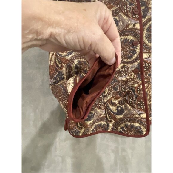 Silk‎ Land  Women Sz PL JacketCreamy/Brown  Floral Paisley Pleated Quilt Lined - Picture 3 of 15